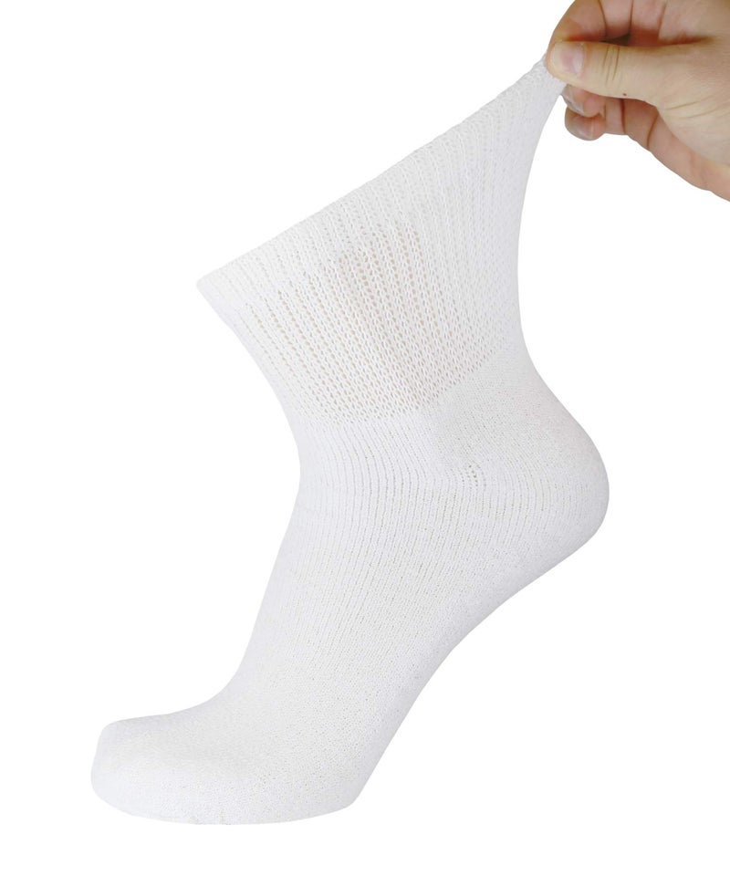 Brooklyn Socks Big and Tall Diabetic Neuropathy Ankle Socks, King Size Mens Athletic Quarter Socks (13-16, White) - 12 Pairs - Image 2